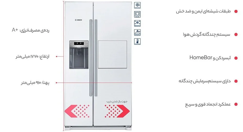 یخچال فریزر ساید بای ساید بوش مدل KAG90AW204